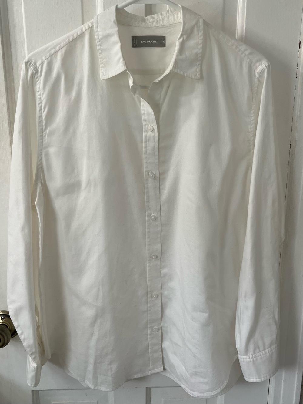 Everlane White Long Sleeve Button Down Shirt 100% Cotton Minimalist Size 10